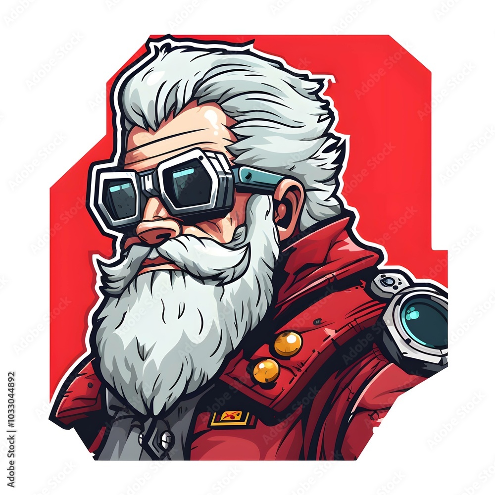 Futuristischer Weihnachtsmann mit High-Tech Brille – KI generiert Futuristischer Weihnachtsmann mit High-Tech Brille – KI generiert
