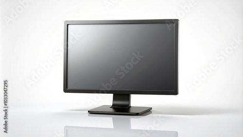 black LCD monitor isolated on white background minimalist photo