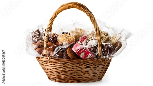 gift basket on white background. 