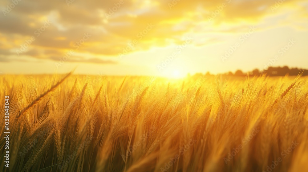 Golden wheat field at sunset. Golden wheat field at sunset.