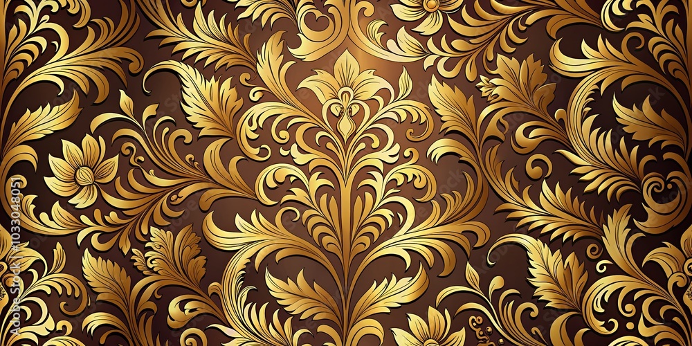 Beautiful Golden Metallic Floral Seamless Pattern for Rich Textile and Wallpaper Designs Beautiful Golden Metallic Floral Seamless Pattern for Rich Textile and Wallpaper Designs