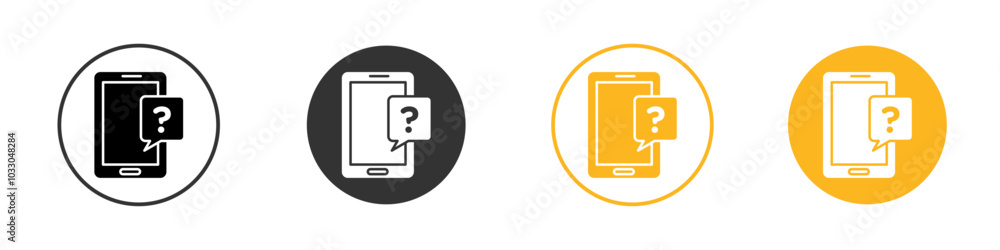 Smartphone Help and Support icon black and white vector outline sign Smartphone Help and Support icon black and white vector outline sign