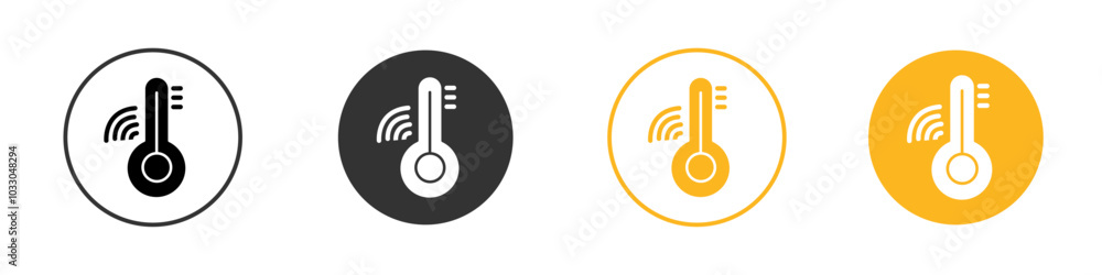 smart temperature icon black and white vector outline sign smart temperature icon black and white vector outline sign