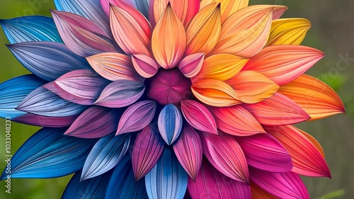 Wallpaper Mural A vibrant and colorful floral abstract design featuring overlapping petals in shades of blue, pink, and orange. Torontodigital.ca
