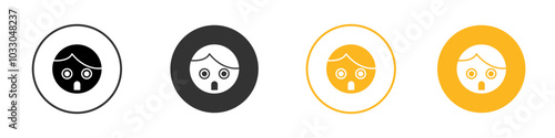 Shocked Girl icon black and white vector outline sign