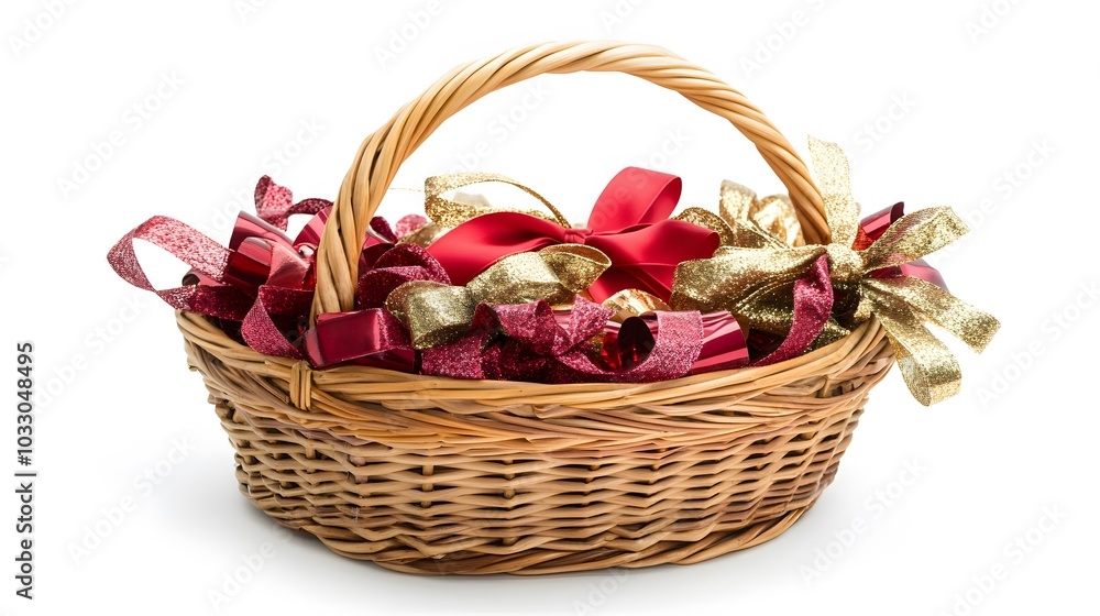 gift basket on white background. gift basket on white background.