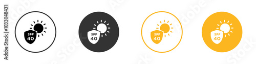 Sun protection factor 40 icon black and white vector outline sign