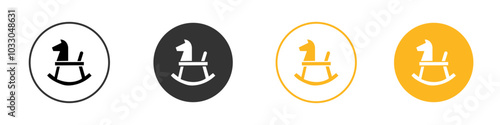 toy horse rocking chair icon black and white vector outline sign