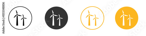 Wind turbine icon black and white vector outline sign