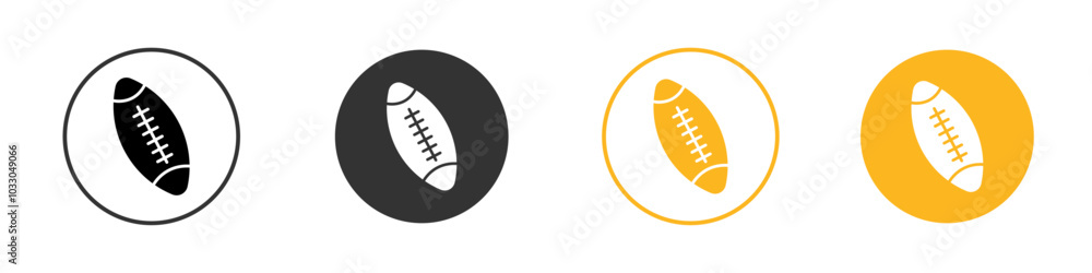 American Rugby ball icon black and white vector outline sign American Rugby ball icon black and white vector outline sign