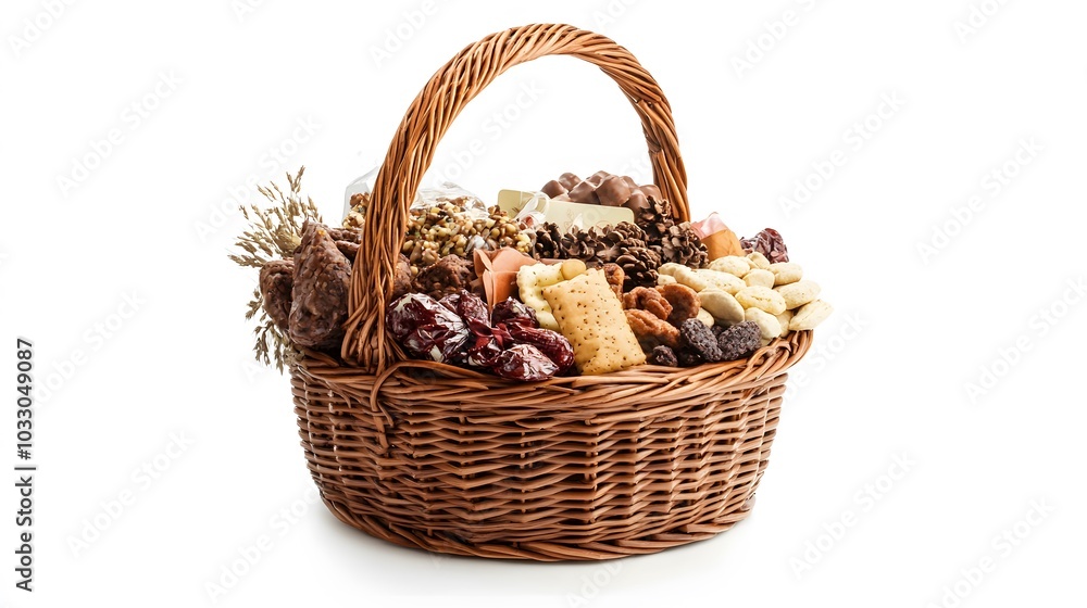 gift basket on white background. gift basket on white background.