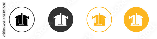 anaerobic digestion biomass icon black and white vector outline sign