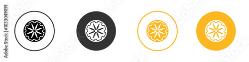 Ashoka Wheel icon black and white vector outline sign