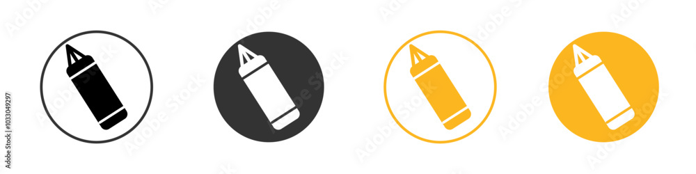 Boxing punch bag icon black and white vector outline sign Boxing punch bag icon black and white vector outline sign