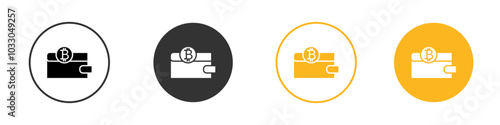 bitcoin wallet icon black and white vector outline sign