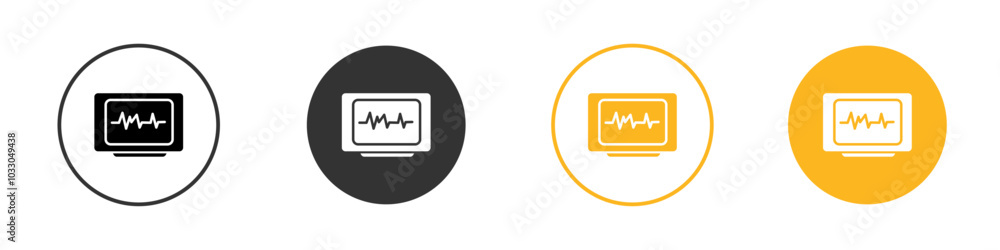 cardiogram icon black and white vector outline sign cardiogram icon black and white vector outline sign