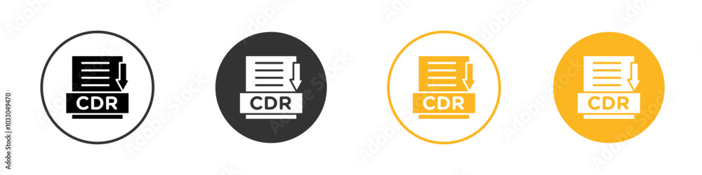 CDR file document icon black and white vector outline sign CDR file document icon black and white vector outline sign