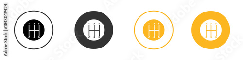 car manual shift lever icon black and white vector outline sign