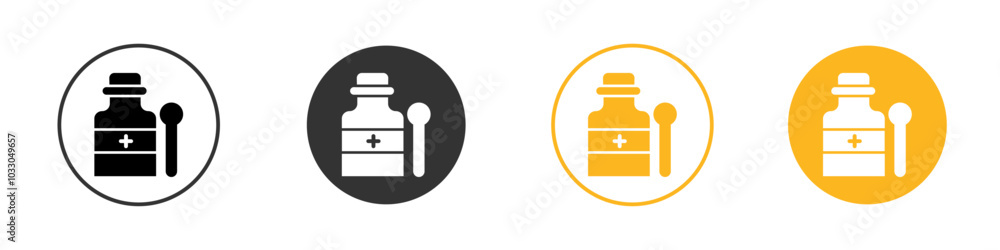 cough syrup icon black and white vector outline sign cough syrup icon black and white vector outline sign
