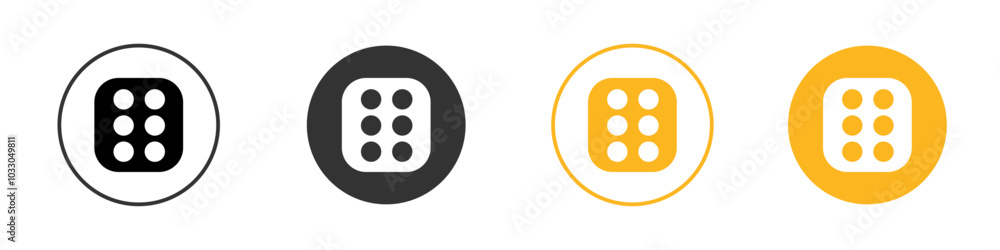 Dice Six Icon black and white vector outline sign Dice Six Icon black and white vector outline sign