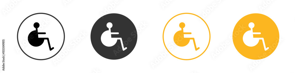 Disability Wheel Chair Icon black and white vector outline sign Disability Wheel Chair Icon black and white vector outline sign