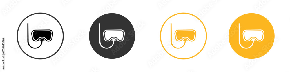 Diving mask icon black and white vector outline sign Diving mask icon black and white vector outline sign