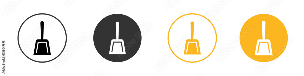 Dustpan icon black and white vector outline sign Dustpan icon black and white vector outline sign