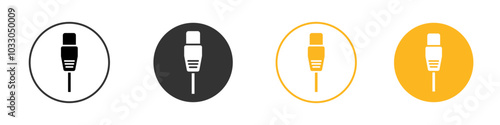ethernet cable plug icon black and white vector outline sign