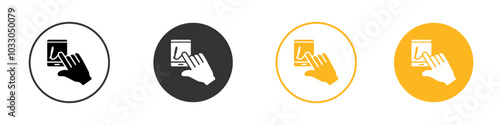 finger confirm signature icon black and white vector outline sign