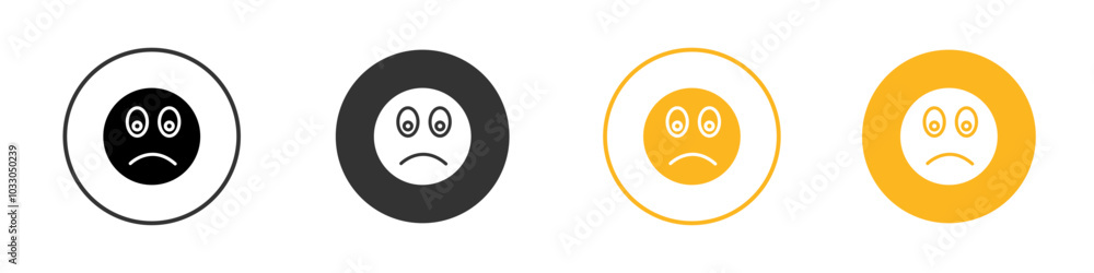 Guilty face emoji icon black and white vector outline sign Guilty face emoji icon black and white vector outline sign