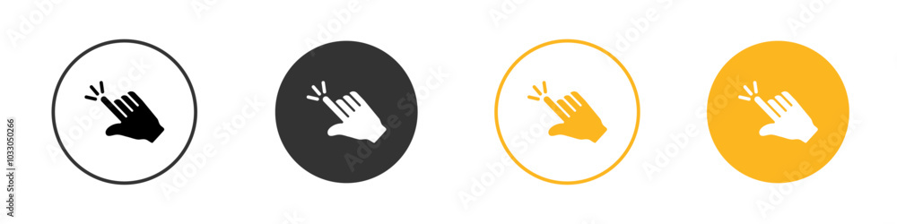 Hand clicking icon black and white vector outline sign Hand clicking icon black and white vector outline sign