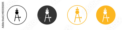 geomatric compass icon black and white vector outline sign