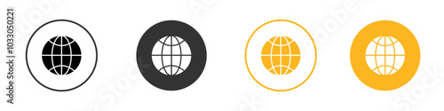 globe icon black and white vector outline sign