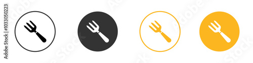 Garden fork icon black and white vector outline sign