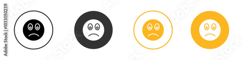 Guilty face emoji icon black and white vector outline sign