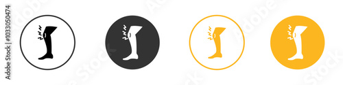 Knee pain icon black and white vector outline sign