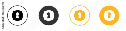 key hole icon black and white vector outline sign