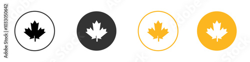 Maple leaf icon black and white vector outline sign