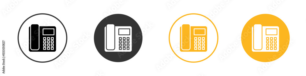 Office Phone icon black and white vector outline sign Office Phone icon black and white vector outline sign