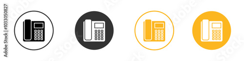 Office Phone icon black and white vector outline sign