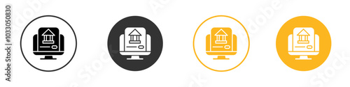 Official information online icon black and white vector outline sign