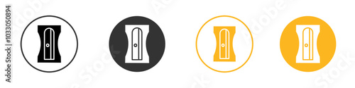 Pencil sharpener icon black and white vector outline sign