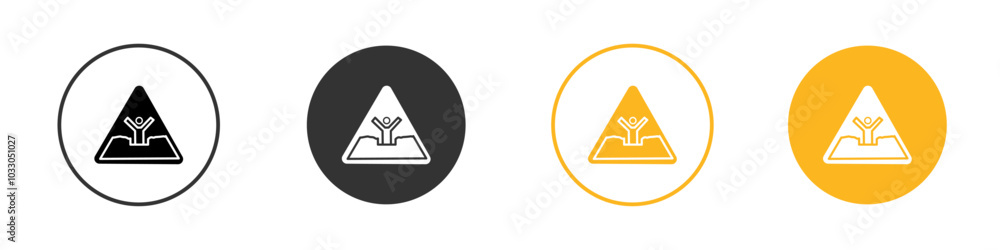 Quicksand and Mud Danger Sign icon black and white vector outline sign Quicksand and Mud Danger Sign icon black and white vector outline sign