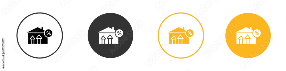 Rate for mortgage icon black and white vector outline sign Rate for mortgage icon black and white vector outline sign