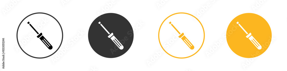 Screwdriver icon black and white vector outline sign Screwdriver icon black and white vector outline sign