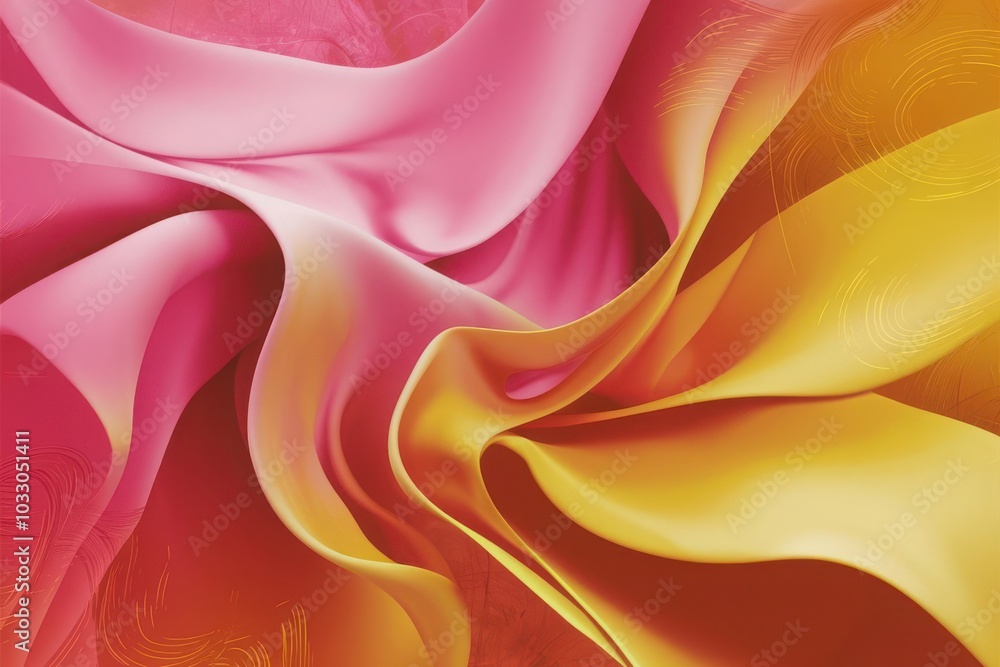 Obraz premium ibrant Abstract Flowing Silk in Pink and Yellow Hues