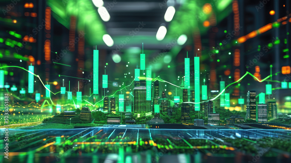 Fototapeta premium Financial Sustainability: Technological Innovations in the Global Market