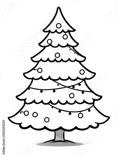 black-and-white-christmas-tree-line-drawing-art