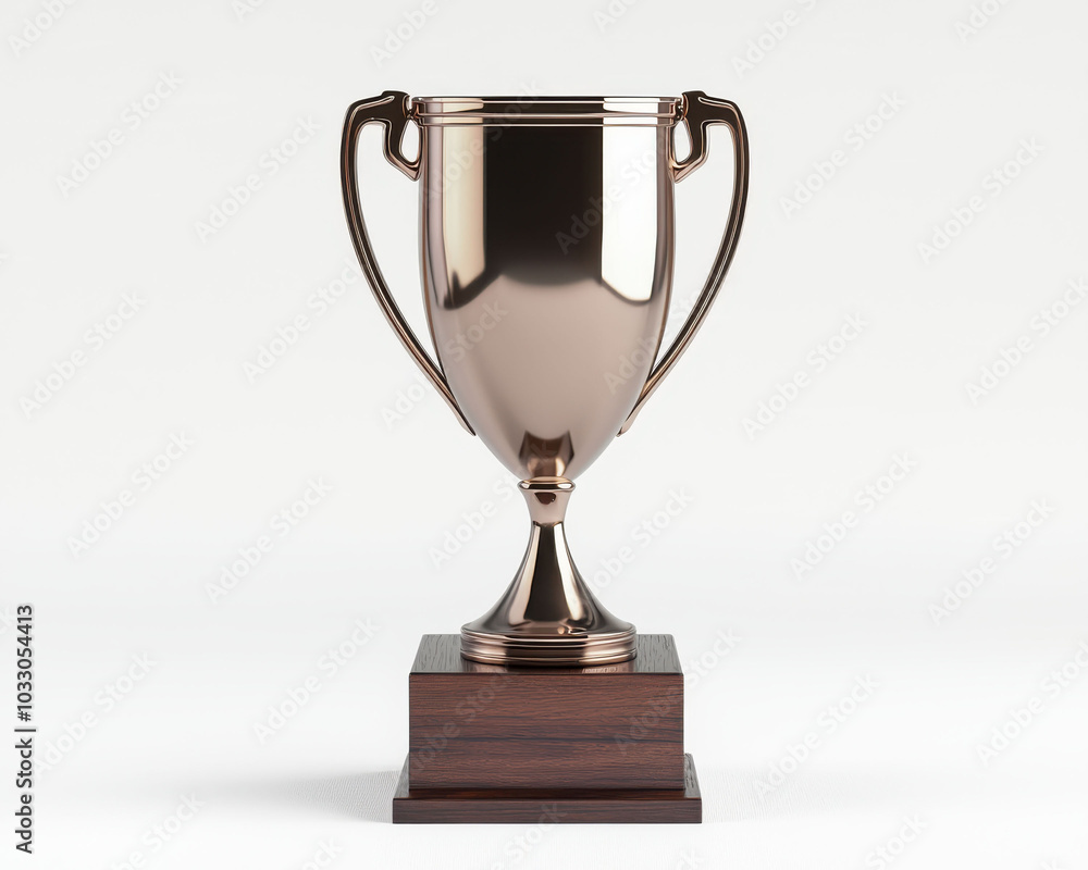 Bronze trophy on wooden base, symbolizing achievement and success. Bronze trophy on wooden base, symbolizing achievement and success.