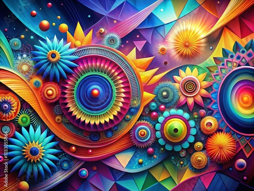 Colorful Abstract Digital Art with Geometric Shapes for Creative Projects